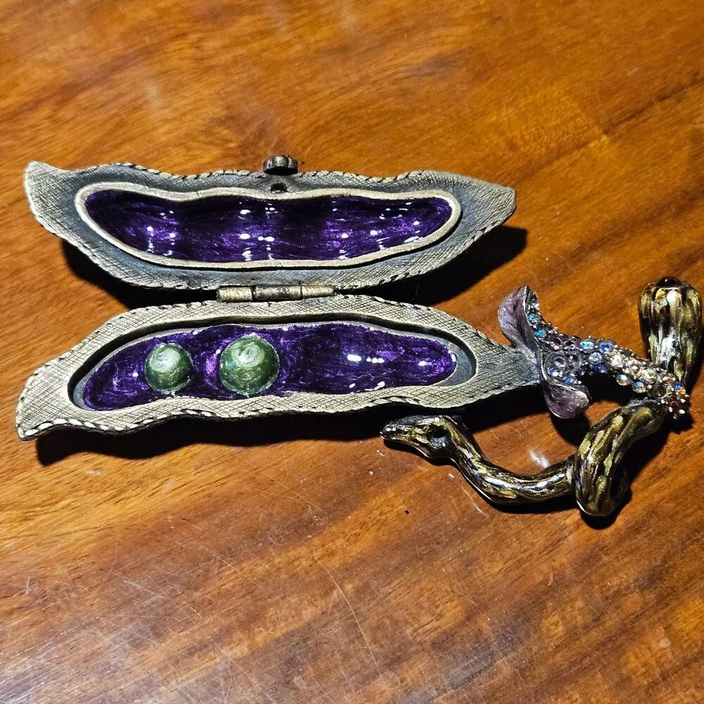 RARE JAY STRONGWATER 2 PEAS IN A POD PROVENCE LADYBUG ENAMEL CRYSTAL TRINKET BOX